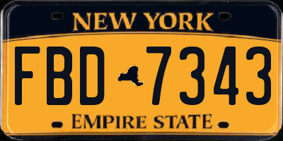 NY license plate FBD7343