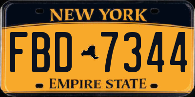 NY license plate FBD7344