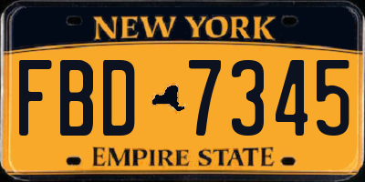 NY license plate FBD7345