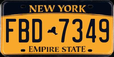 NY license plate FBD7349