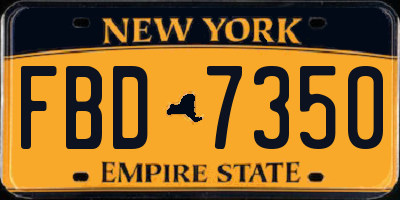 NY license plate FBD7350