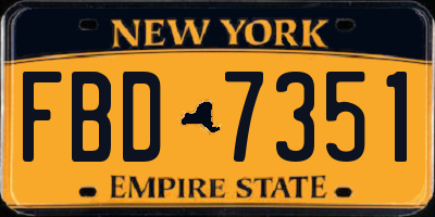 NY license plate FBD7351