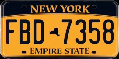 NY license plate FBD7358
