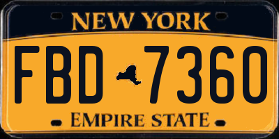 NY license plate FBD7360