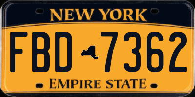 NY license plate FBD7362