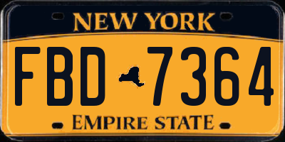 NY license plate FBD7364