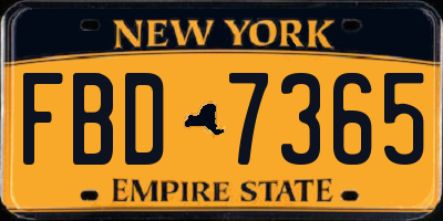 NY license plate FBD7365