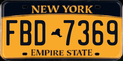 NY license plate FBD7369