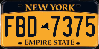 NY license plate FBD7375