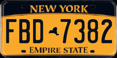 NY license plate FBD7382