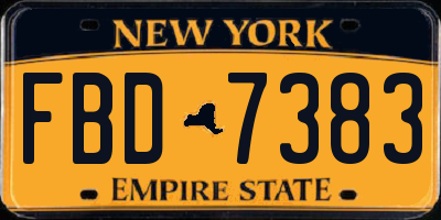 NY license plate FBD7383