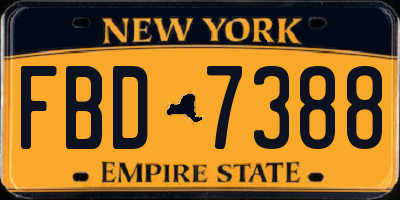 NY license plate FBD7388
