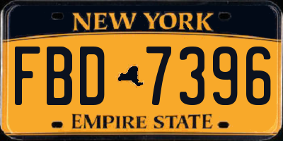 NY license plate FBD7396