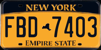 NY license plate FBD7403