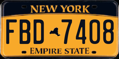 NY license plate FBD7408