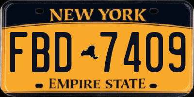 NY license plate FBD7409