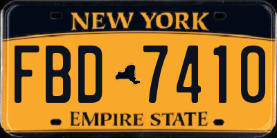 NY license plate FBD7410