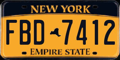 NY license plate FBD7412