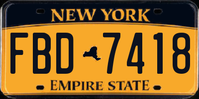 NY license plate FBD7418