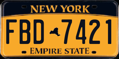 NY license plate FBD7421
