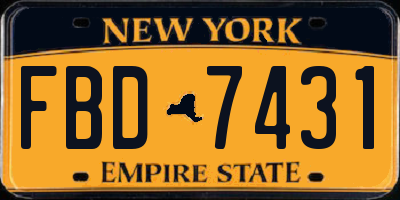 NY license plate FBD7431