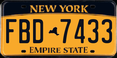 NY license plate FBD7433