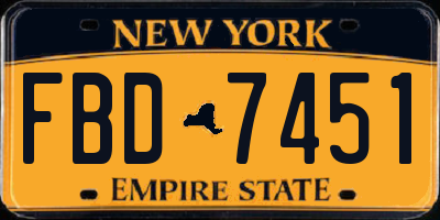 NY license plate FBD7451