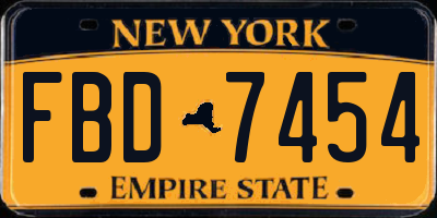 NY license plate FBD7454