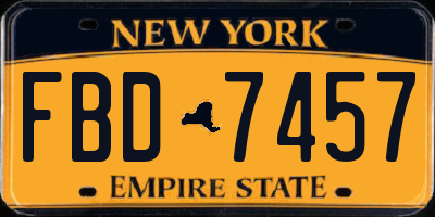 NY license plate FBD7457