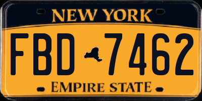 NY license plate FBD7462