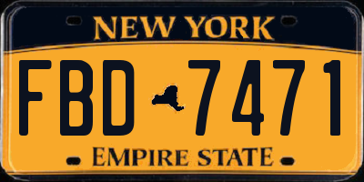 NY license plate FBD7471