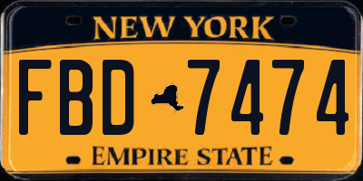 NY license plate FBD7474