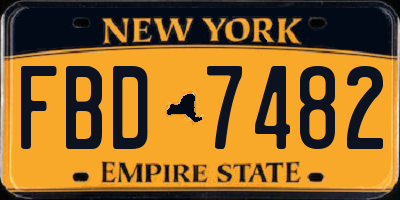 NY license plate FBD7482