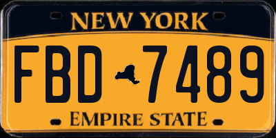 NY license plate FBD7489