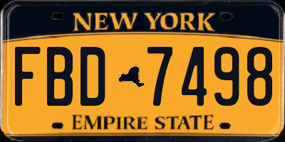 NY license plate FBD7498
