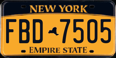 NY license plate FBD7505