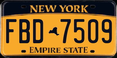 NY license plate FBD7509