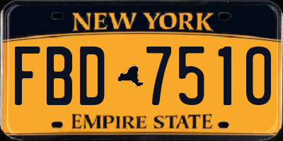 NY license plate FBD7510