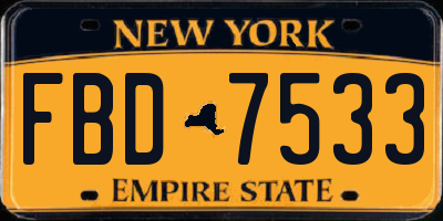NY license plate FBD7533