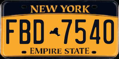 NY license plate FBD7540