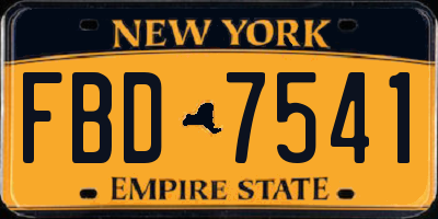NY license plate FBD7541