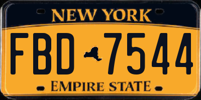 NY license plate FBD7544