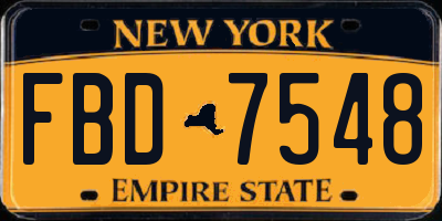 NY license plate FBD7548