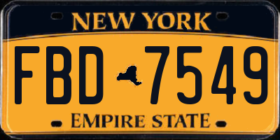 NY license plate FBD7549