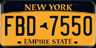 NY license plate FBD7550