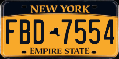 NY license plate FBD7554