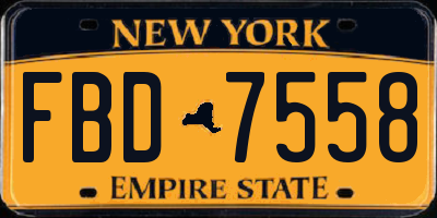 NY license plate FBD7558
