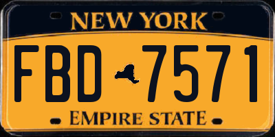 NY license plate FBD7571