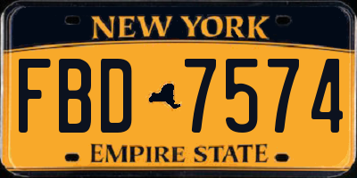 NY license plate FBD7574