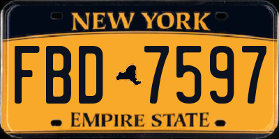 NY license plate FBD7597